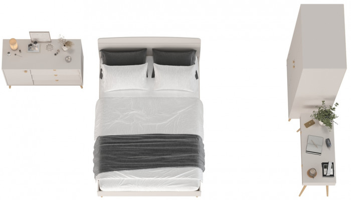 Афина Спальня 06-1400, цвет кашемир серый, сп.м. 1400х2000 мм., б/м, основание есть - фанера