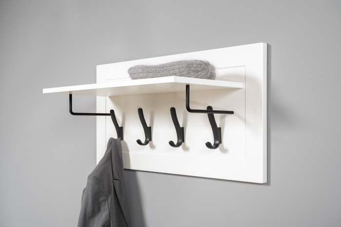 Остин 15.12 Вешалка + 15.12 Вешалка, цвет белый шагрень, ШхГхВ 159,4х29,6х39,7 см.