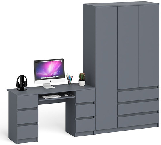 Мори компьютерный стол МС-2 + Шкаф МШ1200.1, графит