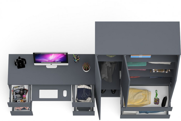 Мори компьютерный стол МС-2 + Шкаф МШ1200.1, графит