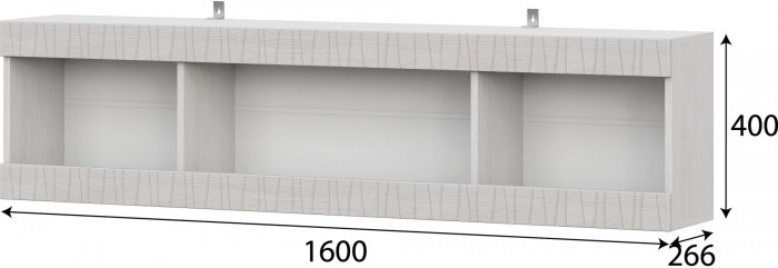 Модульная система "Гамма 20" Полка навесная (1600) Серия №4 Ясень Анкор светлый