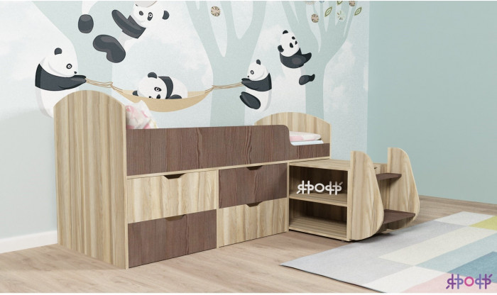 Кровать-чердак Малыш 7 (Винтерберг/Белое дерево)