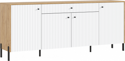 Оливия Комод дуб крафт/браш вайт (металл)