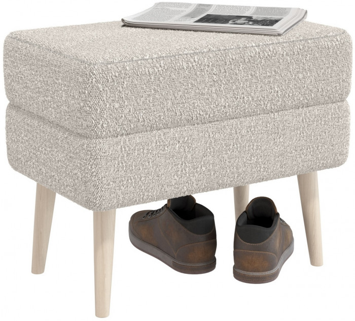 Банкетка 6-5138ТКШсв.серый Тифани, цвет ткань светло-серая, ШхГхВ 55х33х46 см.(прямоугольная банкетка на четырёх ножках), цвет ножек: иней