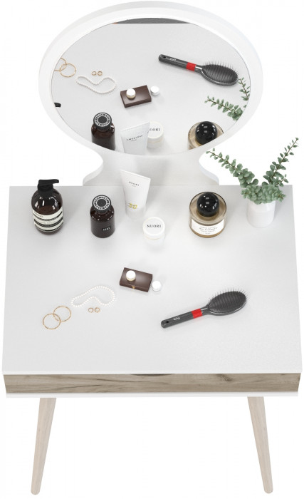 Трюмо 4-25912бел/дкс, цвет белый/дуб крафт серый, ШхГхВ 62х46,6х134,5 см.