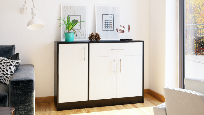 Комод СВК № 4, цвет венге/дуб лоредо, ШхГхВ 120х42х87 см. (Комод Стандарт № 4)