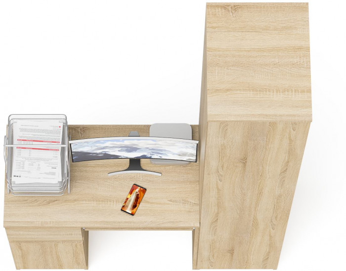 Мори Стол компьютерный МС-1 левый + Пенал МШ400.1, цвет дуб сонома, ШхГхВ 130,4х50,4х209,6 см., выдвижной ящик слева, НЕ универсальная сборка