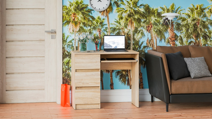 Мори Стол компьютерный МС-6 левый, цвет дуб сонома, ШхГхВ 90х50х76,6 см., выдвижные ящики слева, НЕ универсальная сборка