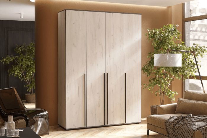 Норд Шкаф 4-х створчатый 1600 + Норд Антресоль к шкафу 1600 графит