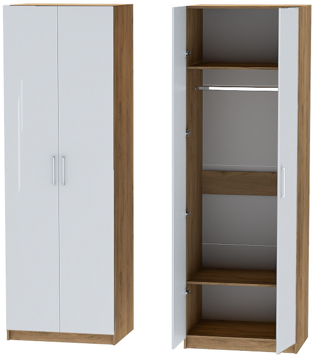 Шкаф двухдверный №1 "Иннэс-7" - Крафт золотой/Белый глянец