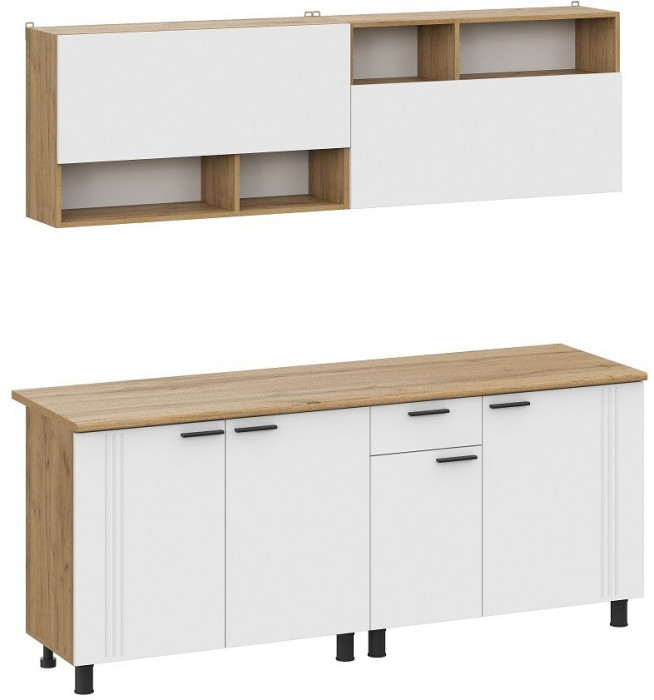 Кухонный гарнитур Монако 2м. Дуб Золотой, Белый