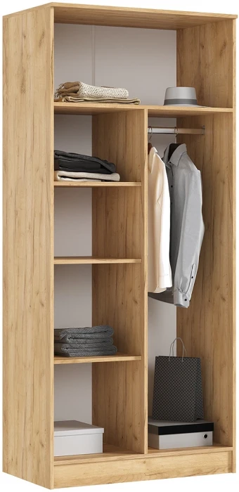 Шкаф 2-х створчатый (штанга+полка), Дуб крафт/Изумрудный