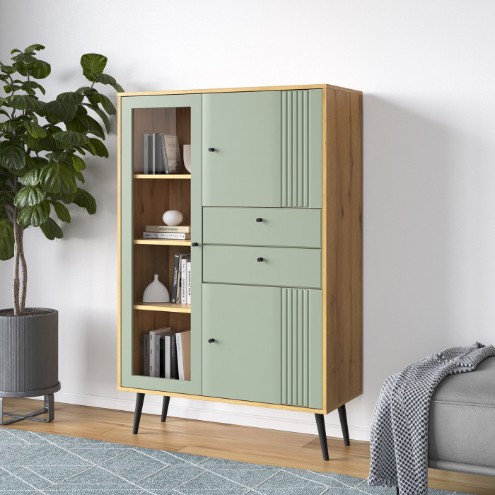 Шкаф низкий (1 стеклодверь)  Вега Саксония