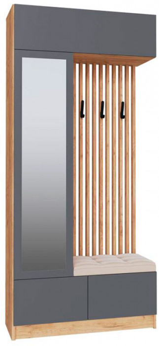 Прихожая Руэлла Центральная секция дуб крафт золотой/графит серый