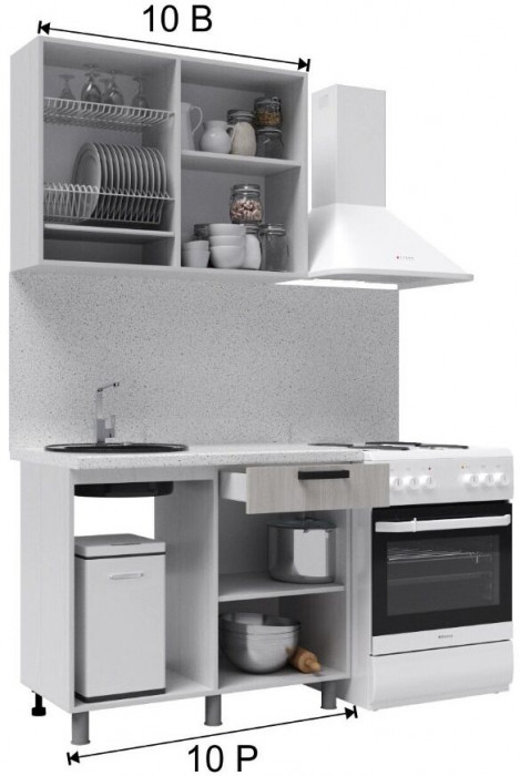 Кухонный гарнитур Бомбей 1,0м Сандал белый/Сандал серый