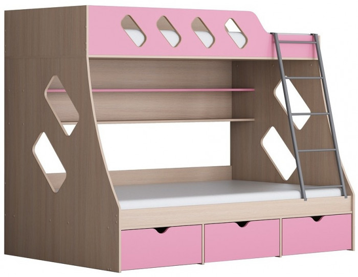 Дельта-20.01 Детская двухъярусная кровать с лестницей (Венге, Белый)