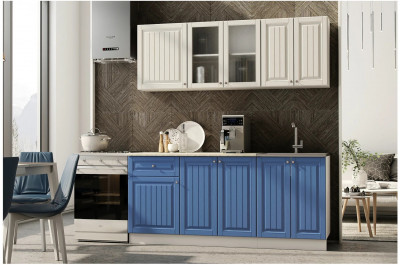 Кухня Хозяюшка МДФ 1800 (магнолия/деним)