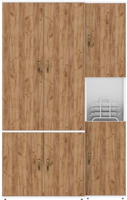 Лидер-8 Модуль Пенал + Шкаф МД 20Б, цвет белый шагрень/крафт золото, ШхГхВ 120х37,5х190 см., НЕ универсальная сборка