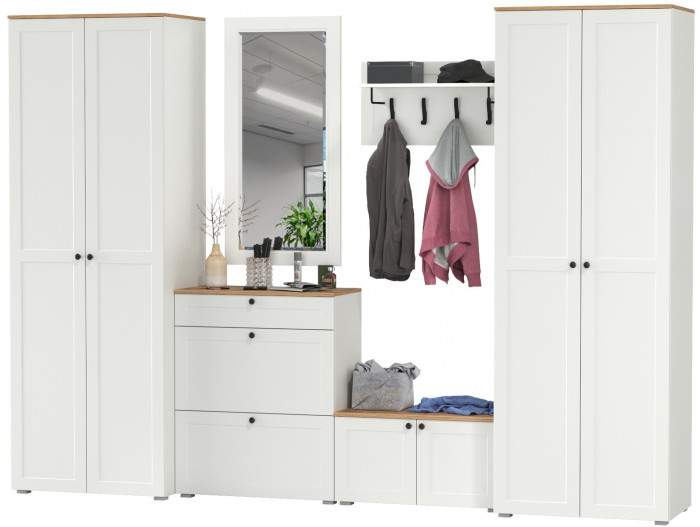 Остин Прихожая 48, белый шагрень/дуб крафт золотой