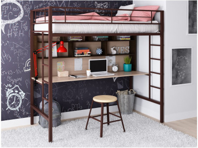 Кровать-чердак Севилья 1.2 (Дуб молочный, Коричневый)