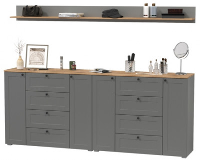 Остин Прихожая 69, цвет серый графит/дуб крафт золотой, ШхГхВ 240х41,9х160 см.