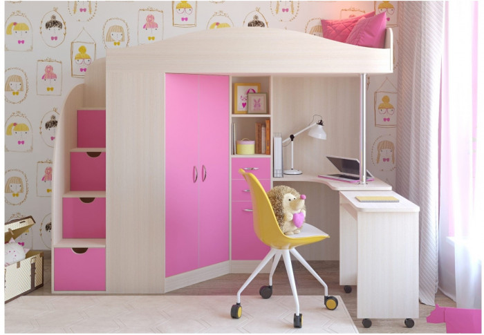 Кровать-чердак Юниор 4 (Винтерберг/Ясень Анкор темный)