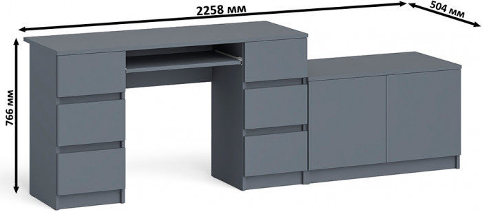 Мори компьютерный стол МС-2 + Тумба МА900.1, графит