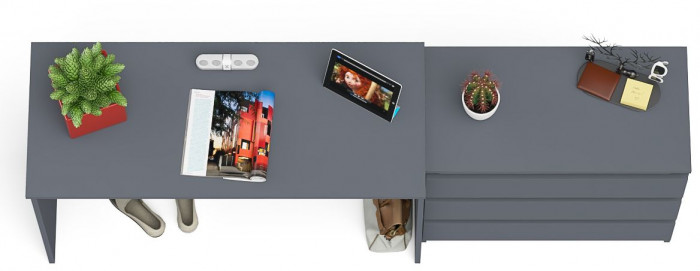 Мори Стол письменный МСП1200.1 + Комод МК800.1, цвет графит, ШхГхВ 200,8х50х76,6 см., универсальная сборка