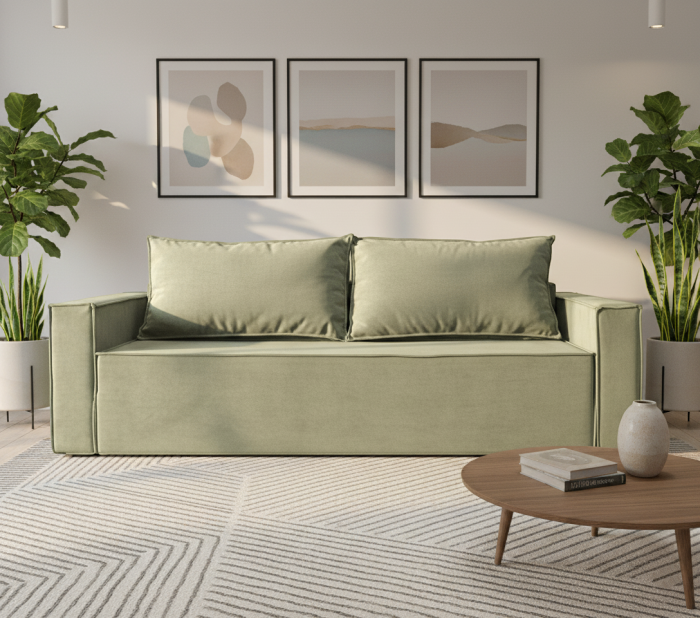 Диван-еврокнижка Лофт Люкс 140, велюр бежевый