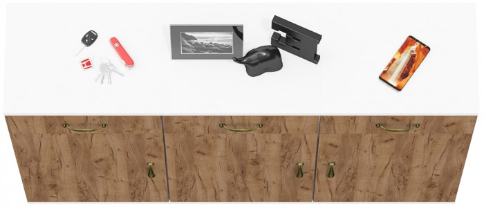 Лидер-8 Тумба МД 3.15 3 шт., цвет белый шагрень/крафт золото, ШхГхВ 120х30х75 см., универсальная сборка