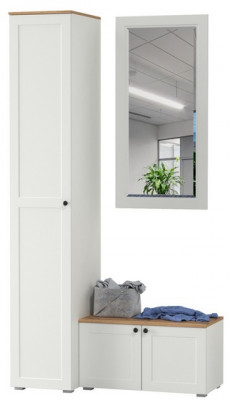 Остин Прихожая 24, цвет белый шагрень/дуб крафт золотой, ШхГхВ 120х54,3х229,6 см., универсальная сборка