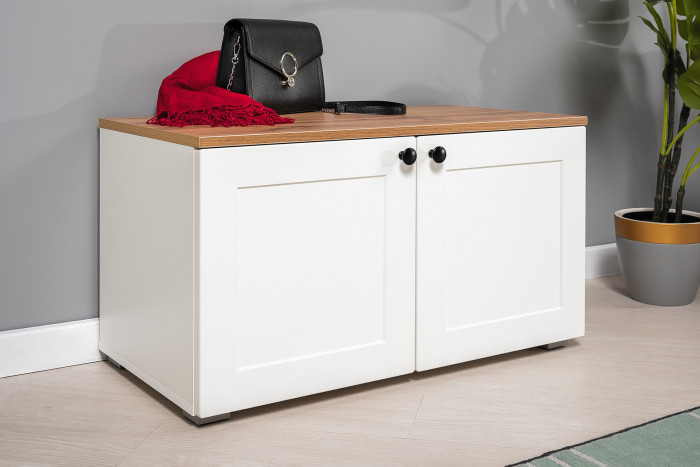 Остин Прихожая 24, цвет белый шагрень/дуб крафт золотой, ШхГхВ 120х54,3х229,6 см., универсальная сборка