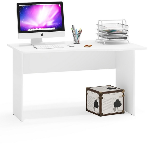 Стол письменный С-МД-1-04, цвет белый шагрень, ШхГхВ 130х75х74 см., универсальная сборка