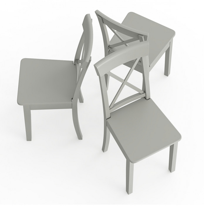 Три стула Мебель--24 Гольф-14 разборных, цвет серый, деревянное сиденье серое, ШхГхВ 41х42х95 см., от пола до верха сиденья 47 см.