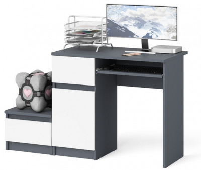 Мори компьютерный стол МС-1 левый + Тумба ТМП400.1, графит/белый