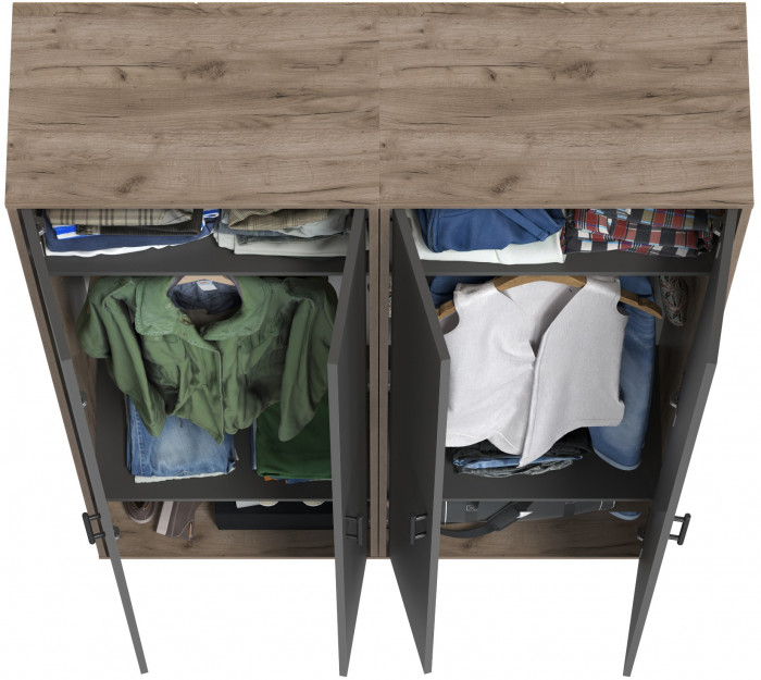 Два шкафа для одежды Домино 2-3430дкт/граф цвет дуб крафт табачный/графит, ШхГхВ 120х36х202 см.