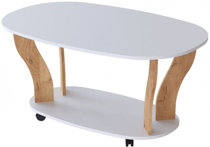 Журнальный стол Консул-3 белый/дуб крафт золотой