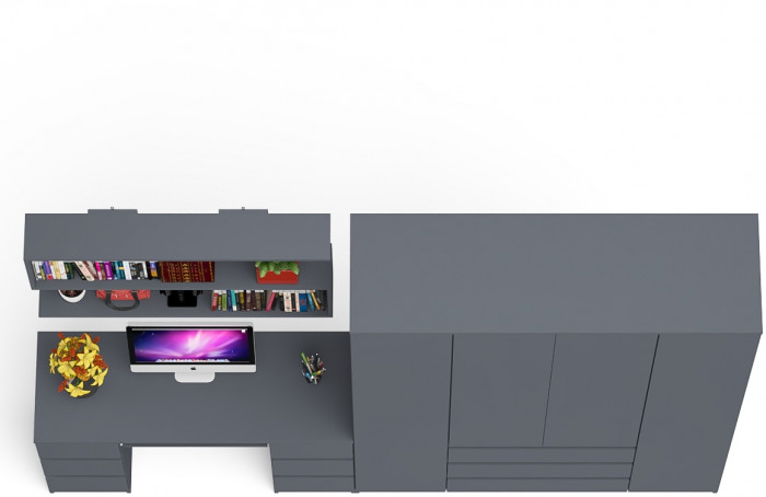 Мори компьютерный стол МС-2 + Шкаф МШ1600.1 + Полка 1200, графит