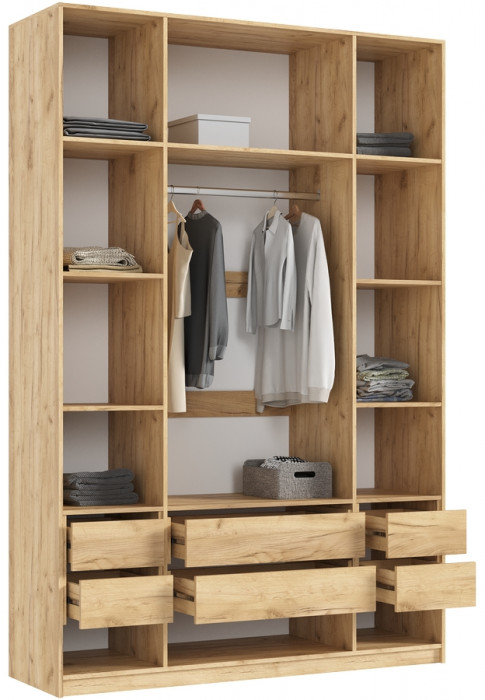 Марвэл Шкаф 4-х створчатый 1600, с доп.ящиками, Дуб крафт/Мальта