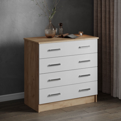 Комод Катрин 3 (820*810*425) дуб крафт золотой/белый