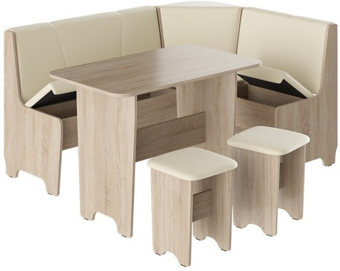 Техас Кухонный уголок Исп.1 (Дуб Сонома/Экокожа бежевая)