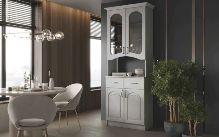 Буфет 2-х створчатый Ясень патина/Белый (МДФ)