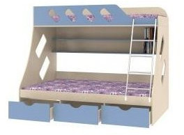 Дельта-20.01 Детская двухъярусная кровать с лестницей (Дуб молочный, Белый)