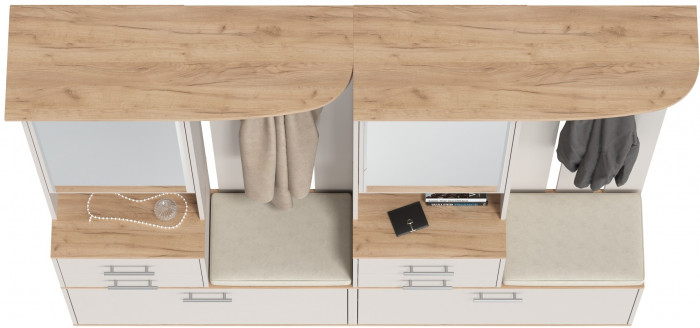 Два шкафа с вешалкой Домино 2-3431дкз/к.с, цвет дуб крафт золотой/кашемир серый, ШхГхВ 200х36х202 см., универсальная сборка