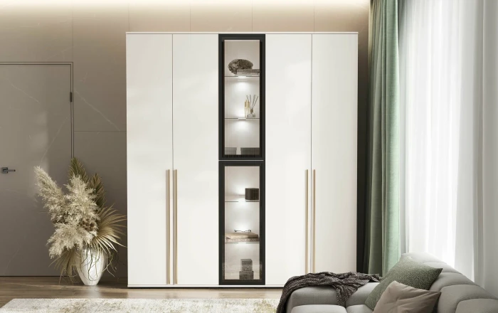 Норд Шкафы 800 + Пенал-стекло 400, Кашемир