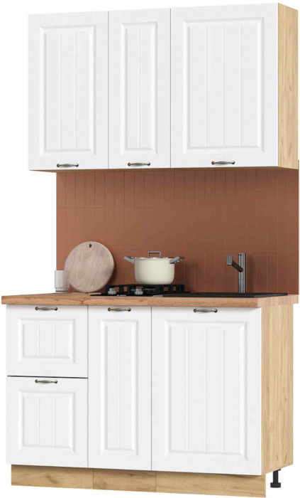 Кухня Мария 1,2 м дуб крафт золото/белый (столешница дуб вотан)