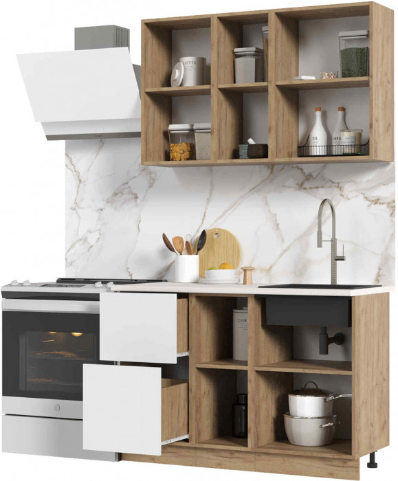 Кухня Мария 1,2 м дуб крафт золото/белый (столешница дуб вотан)