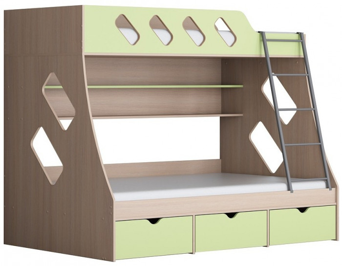Дельта-20.01 Детская двухъярусная кровать с лестницей (Дуб молочный, Дуб Сонома)