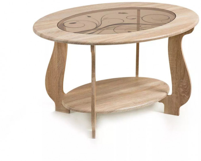 Стол журнальный СЖ-25 с рисунком Р-4/дуб сонома