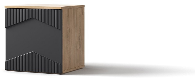 Тумба прикроватная (левое исп.) "Оливия" - Дуб наварра/Шагрень черная